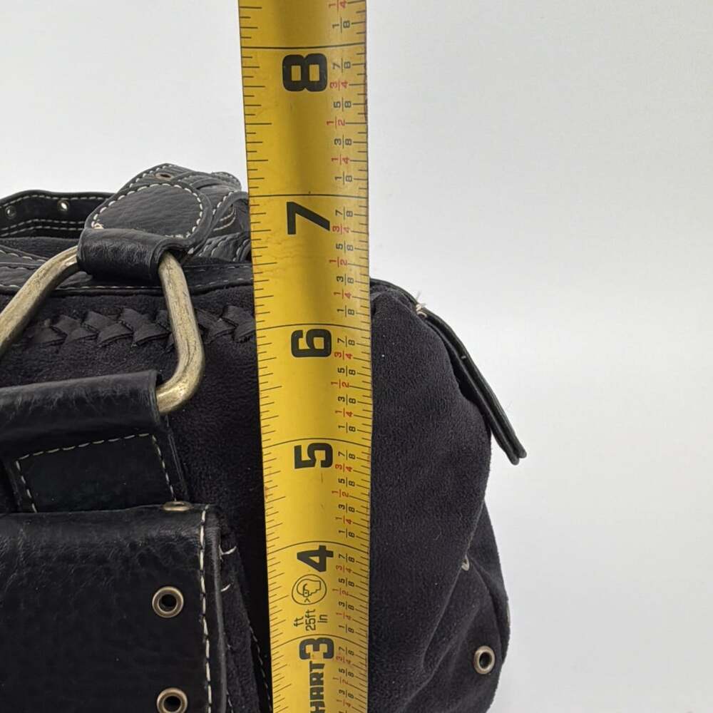 VTG Sag Harbor Faux Suede Black Satchel Shoulder Bag Y2K Style Studded Detail - Picture 11 of 11